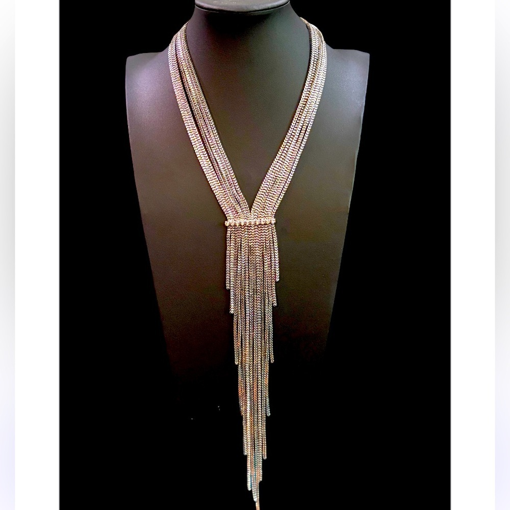 Free People Liquid Silver Layered Chain Necklace NWT